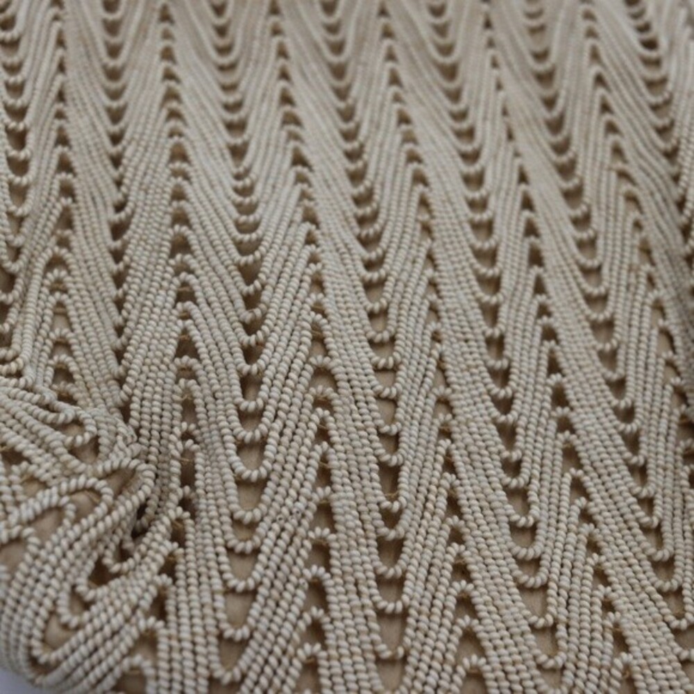 Vintage Cream Beaded Clam Shell Handbag Clutch - Picture 7 of 11